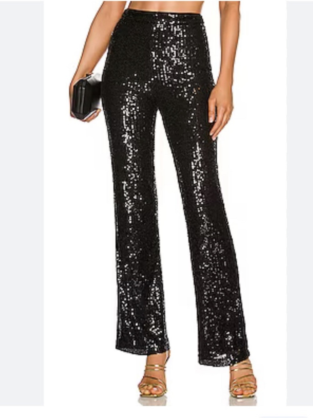 House of Harlow 1960 Black Sequin Wide Leg Pants Size 2 Glam Party Holiday